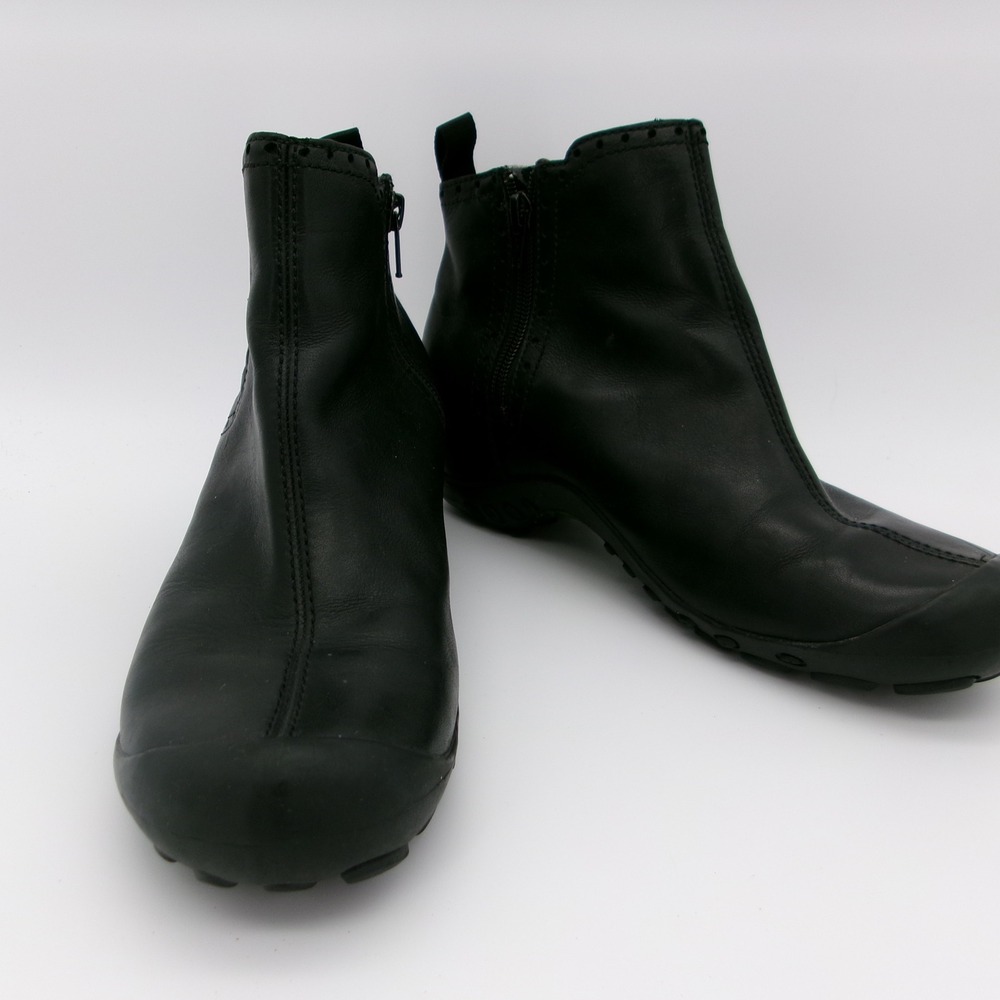 Merrell Plaza Mid Black Leather Ankle Boots Womens 8 J46420 Brogue Zip